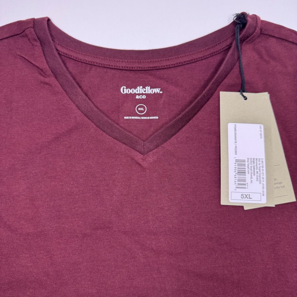 Goodfellow & Co V-Neck T-Shirt‎ Soft Everyday Casual Top 5XL Pomegranate